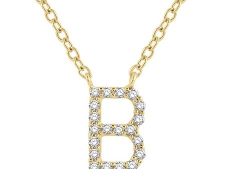 10K Yellow Gold 0.06ctw Diamond Letter  B  Necklace Online