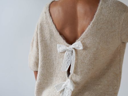 Lila Lace Bow Back Jumper | Cream For Sale