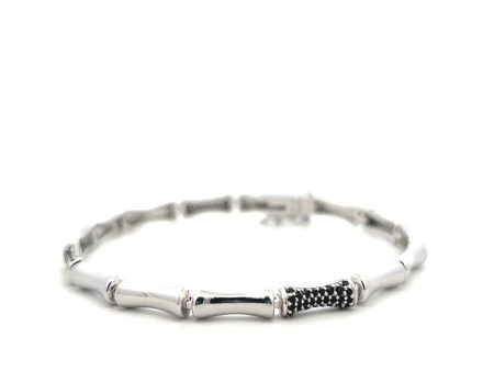 Sterling Silver Black Spinel Bone Link Bracelet by Samuel B. Hot on Sale