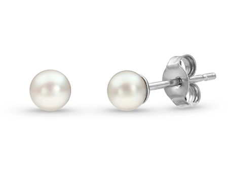 14K White Gold 3-3.5mm Akoya Pearl Stud Earrings Sale