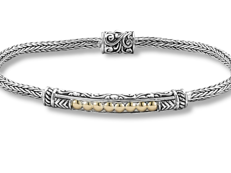 Sterling Silver & 18K Yellow Gold Tulang Naga Bar Bracelet by Samuel B. Discount