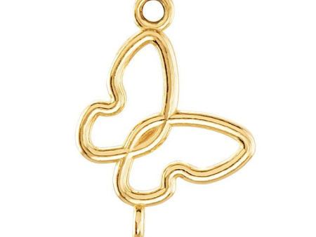 14K Yellow Gold Double Bail Butterfly Charm by Stuller For Discount