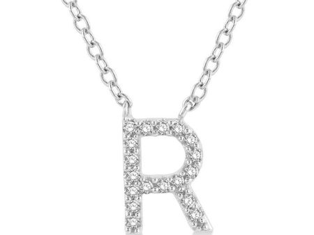 10K White Gold 0.05ctw Diamond Letter  R  Necklace Hot on Sale