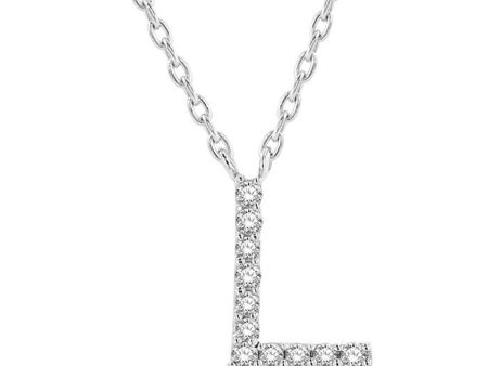 10K White Gold 0.05ctw Diamond Letter  L  Necklace Supply