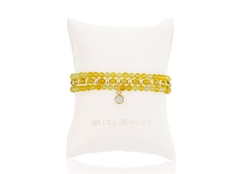 Citrine & Gold Filled Bead Stretch Bracelet Set by Dee Berkley For Cheap