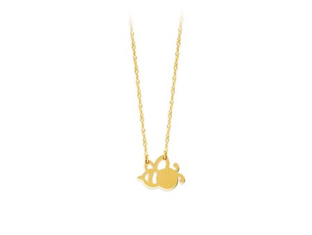 14K Yellow Gold Bee Pendant Necklace by Midas Chain For Sale