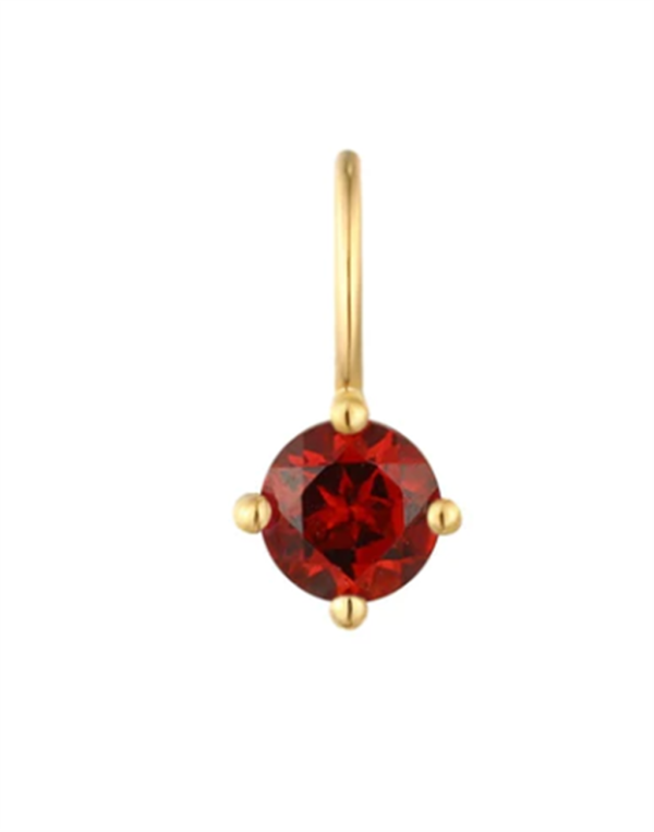 14K Yellow Gold Round Garnet Solitaire Charm by Aurelie Gi For Discount