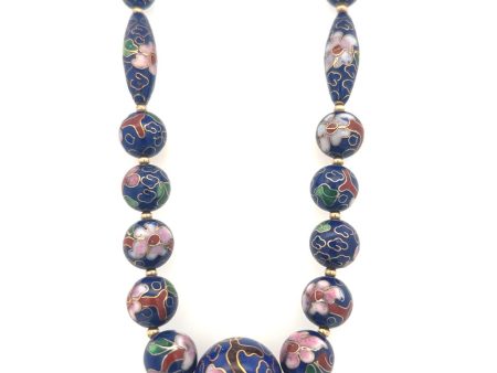 Estate 14K Yellow Gold Chinese Cloisonné Bead Necklace Online Sale