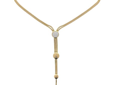 Estate 18K Two Tone Gold 0.25ctw Round Diamond Lariat Necklace by John Hardy Fashion