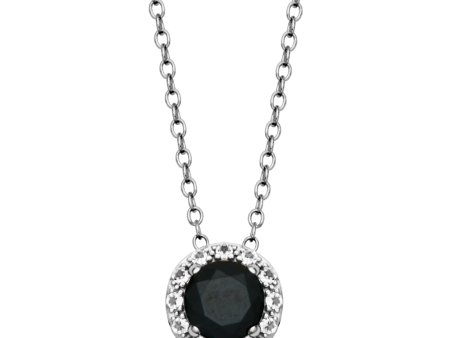 Sterling Silver Black Spinel & White Topaz Halo Necklace by Samuel B. Online