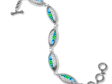 Sterling Silver Abalone Link Filigree Bracelet by Samuel B. For Discount