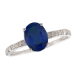 14K White Gold 0.93ctw Oval Blue Sapphire & Diamond Ring For Discount