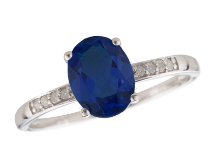 14K White Gold 0.93ctw Oval Blue Sapphire & Diamond Ring For Discount