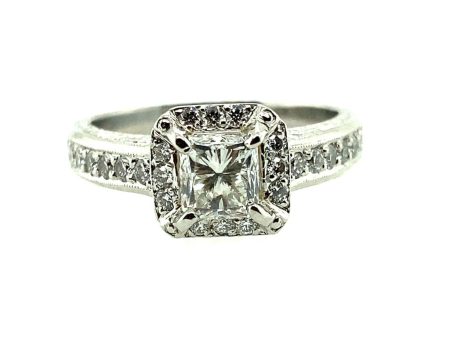 Estate Platinum & 18K Yellow Gold 1.36ctw Radiant Diamond Halo Engagement Ring by Michael Beaudry Online Sale