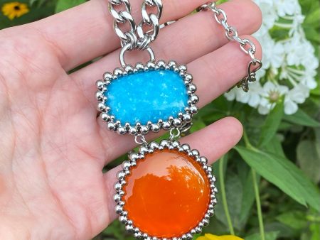 GEMSTONE Hemimorphite & Carnelian Double Stone Pendant Discount