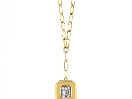 14K Yellow Gold 0.15ctw Round & Baguette Diamond Necklace Online Hot Sale