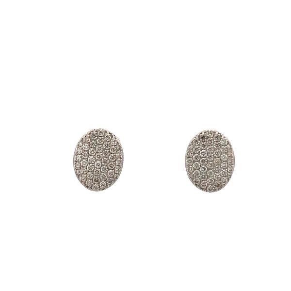 14K White Gold 0.42ctw Diamond Cluster Oval Stud Earrings Cheap