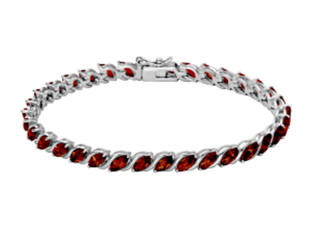 Sterling Silver Marquise Garnet Line Bracelet by Samuel B. Online Sale