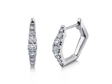 14K White Gold 0.49ctw Diamond Geometric Hoop Earrings by Shy Creation For Discount