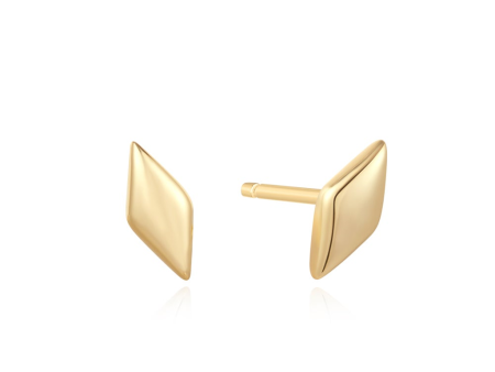 Gold Plated Geometric Stud Earrings by Ania Haie Sale