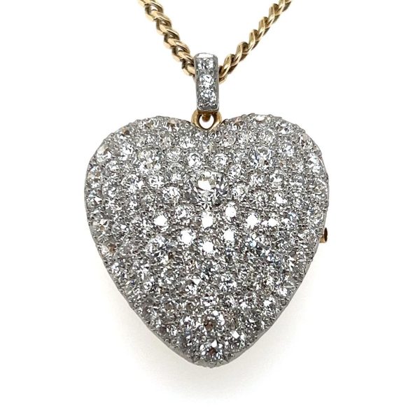 Estate Platinum & 14K Yellow Gold 11.98ctw Diamond Victorian Heart Pendant Brooch Sale