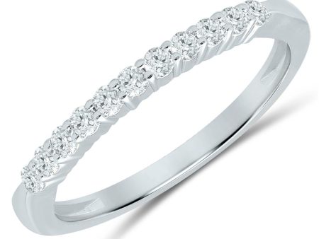 14K White Gold 0.25ctw Round Diamond Eleven Stone Wedding Band on Sale