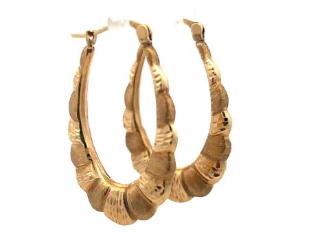 Estate 10K Yellow Gold Scalloped Hoop Earrings Online