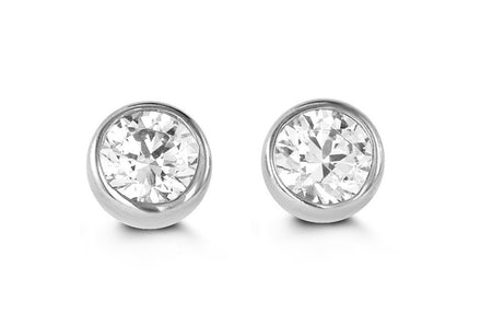 14K White Gold Cubic Zirconia Bezel Stud Kid s Earrings Fashion