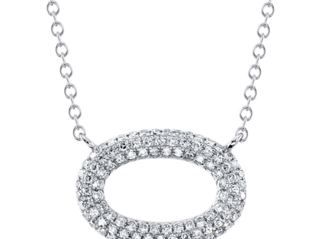 14K White Gold 0.23ctw Diamond Cluster Oval Necklace by Shy Creation Online Sale