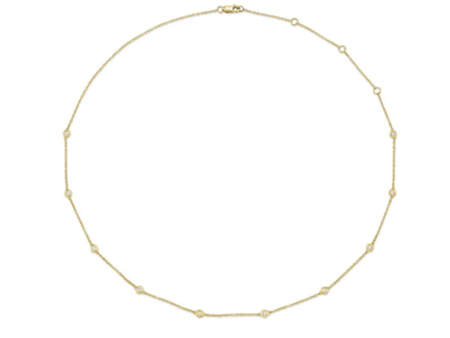 14K Yellow Gold 0.28ctw Round Diamond Station Necklace by Shy Creation For Discount