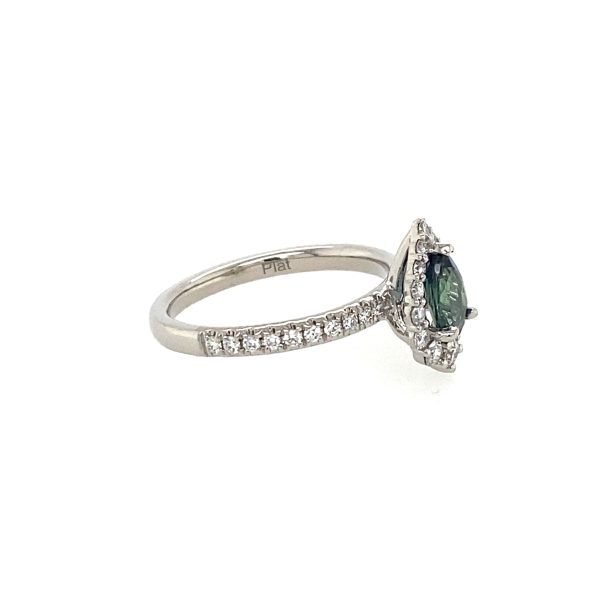 Platinum 1.13ctw Pear Alexandrite & Diamond Halo Ring For Discount