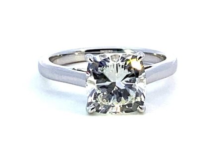 14K White Gold 3.07ctw Square Cushion Lab Diamond Solitaire Engagement Ring Online Sale