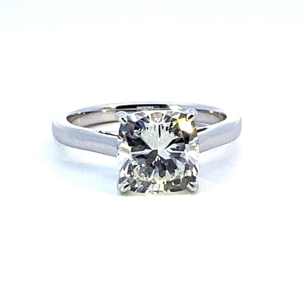 14K White Gold 3.07ctw Square Cushion Lab Diamond Solitaire Engagement Ring Online Sale