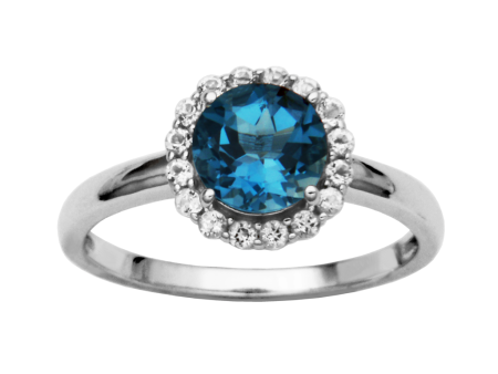 Sterling Silver London Blue Topaz & White Topaz Halo Ring by Samuel B. Online Hot Sale