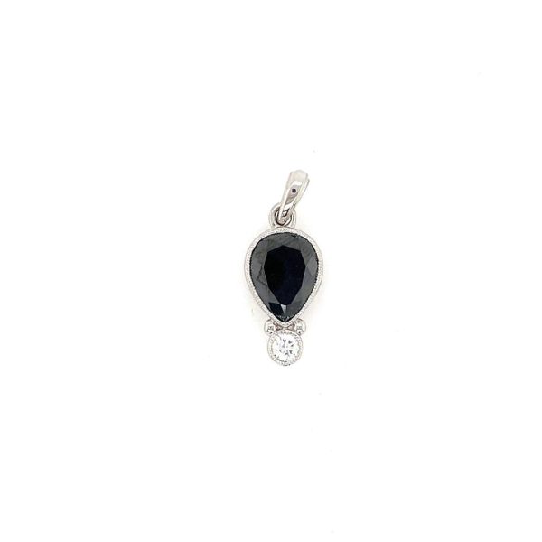 14K White Gold 4.28ctw Pear Black Diamond Drop Pendant Online now