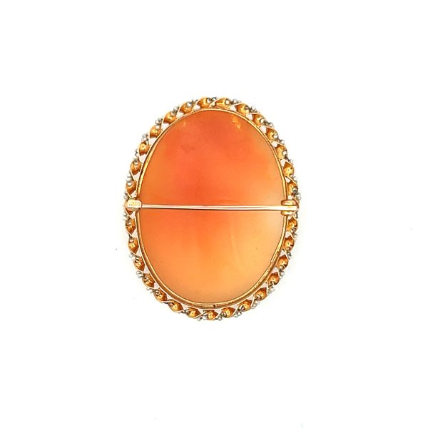 Estate 10K Yellow Gold Oval Shell Cameo Brooch Sale