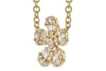 14K Yellow Gold 0.24ctw Baguette & Round Diamond Flower Necklace by Allison Kaufman Discount