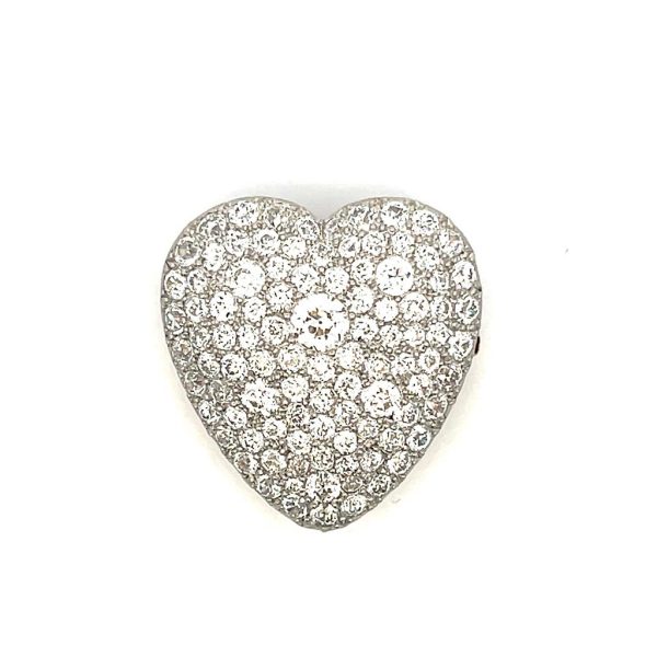 Estate Platinum & 14K Yellow Gold 11.98ctw Diamond Victorian Heart Pendant Brooch Sale