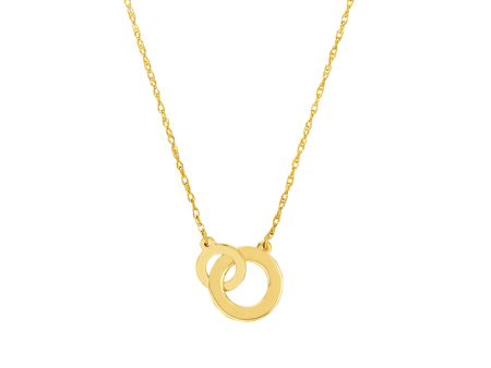 14K Yellow Gold Interlocking Circles Necklace by Midas Chain For Sale