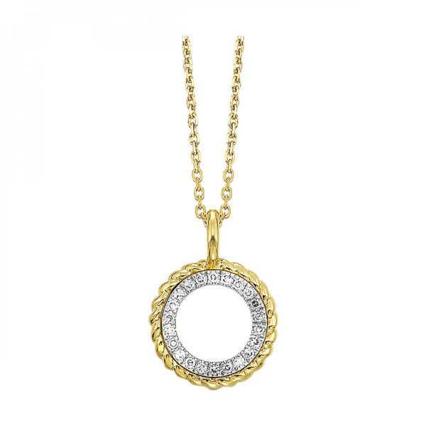 14K Yellow Gold 0.05ctw Diamond Open Circle Necklace Online now