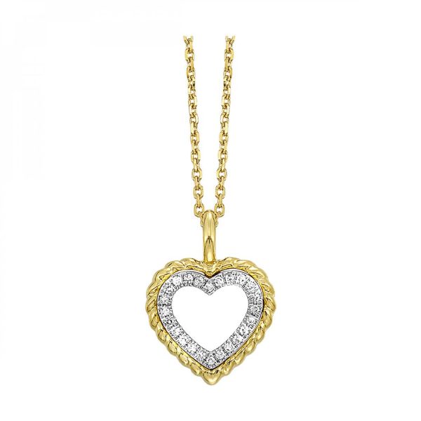 14K Yellow Gold 0.05ctw Diamond Heart Necklace Discount