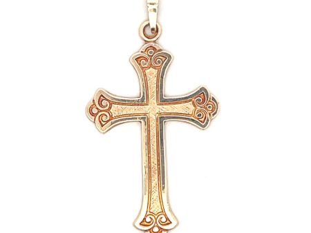 Estate 14K Yellow Gold Ornate Cross Pendant Online Sale