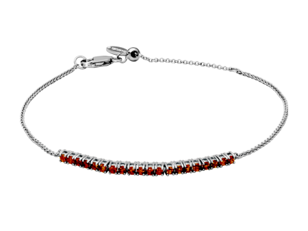 Sterling Silver Garnet Bolo Bracelet by Samuel B. Hot on Sale