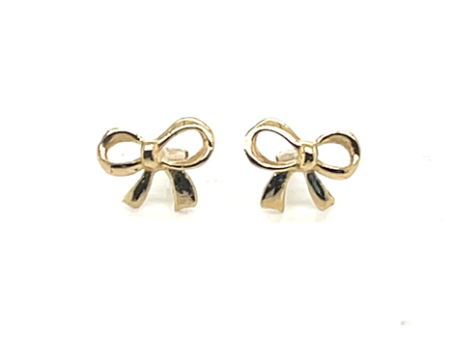 14K Yellow Gold Bow Stud Kid s Earrings Fashion