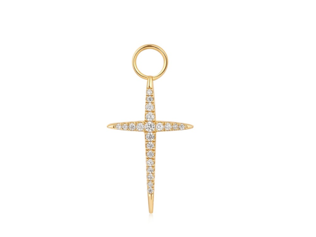 Gold Plated Cubic Zirconia Cross Earring Charm by Ania Haie Online Hot Sale