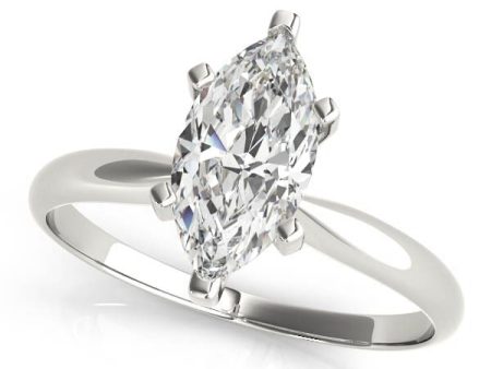 14K White Gold Marquise Diamond Solitaire Engagement Ring Fashion