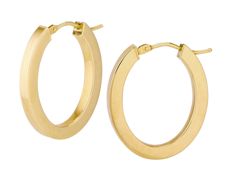 14K Yellow Gold Polished Oval Hoop Earrings Discount