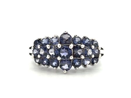 Estate Sterling Silver 2.15ctw Iolite Multi Row Band Hot on Sale