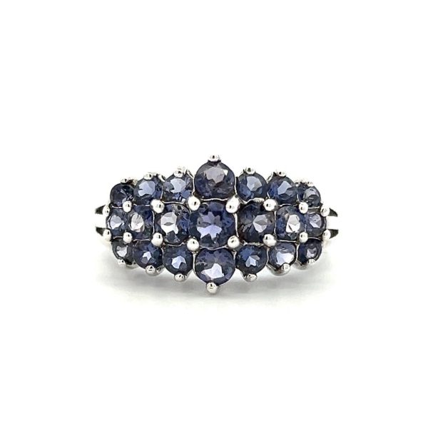 Estate Sterling Silver 2.15ctw Iolite Multi Row Band Hot on Sale