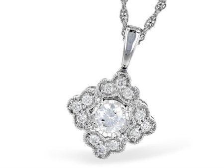 14K White Gold 0.15ctw Diamond Vintage Inspired Necklace by Allison Kaufman Online Sale